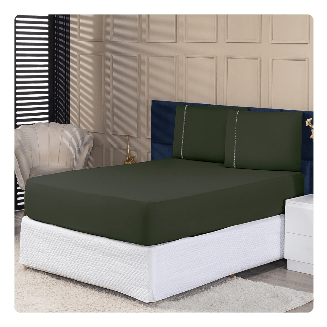 Sheet Sets With Pillowcases - 軍綠色 - 查看 1