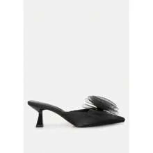 Asma Organza Bow Embellished Satin Mules