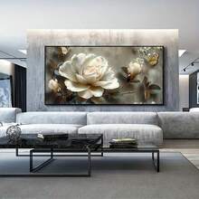 1入/set牆藝裝飾品，白色植物和花卉帆布印花，現代花卉印花，白色花卉牆壁藝術海報，客廳和廚房的理想禮物，無框架 - 彩色 - 查看 29