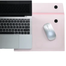 luckese Laptop Sleeve 13-13.3 Inch Faux Leather Protective Compatible With Macbook Air Or 13 Inch Notebook PC Magnetic Close - Baby Pink - View 5