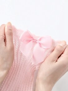 One Pair Of Baby Mesh Bowknot Long Socks Insect-Proof Socks For Summer