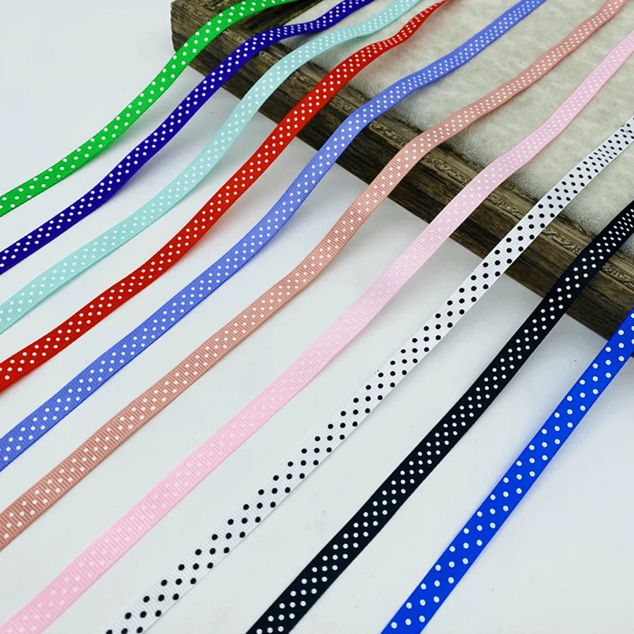 1pc 5yards 10mm Printing Dots Grosgrain Ribbon For Hair Bow Party Christmas Wedding Decoration DIY Gift Packing - Pick Colors - View 1