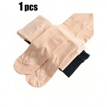 1 件女薄褲襪附面罩,防鉤絲,加壓/壓縮/瘦身,黑色/裸色防滑魔術襪