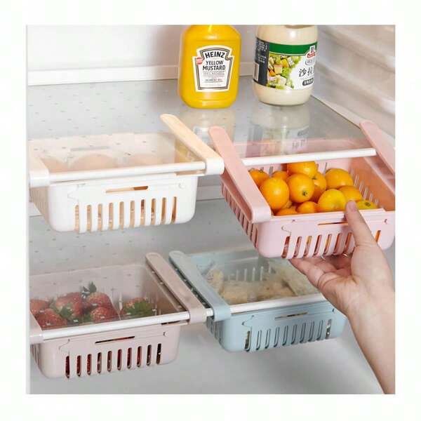 Kit 3 Cesto Organizador de Geladeira Multiuso Armário e Ajustável Colorido