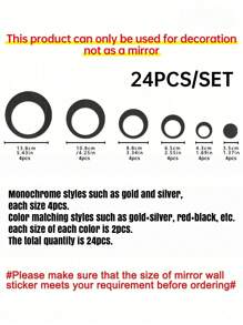 24 piezas/set Pegatinas de espejo de pared creativas con diseño geométrico, espejo acrílico autoadhesivo para decoración de habitación de niños, sala de estar, dormitorio, baño, entrada, regalos, cumpleaños, graduación, decoración del hogar - Multicolor - Ver 2
