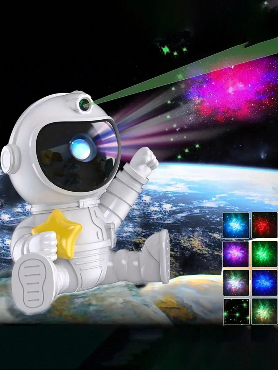 1PC LED Astronaut Projection Lamp, USB Sky Nebula Atmosphere Projection Lamp, Home Decor, Starry Sky Astronaut Projector, Astronaut Star Projection, Starry Projection Night Light - White - View 1