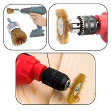 Escova de Aço Circular Kit c/ 3 Pçs Haste 6mm Escova Aco para Furadeira MTX - Dourado - Visão 5