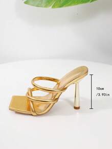 2024 High Heeled Elegant Fashionable Women Sandals With Ankle Straps - Gold - View 8