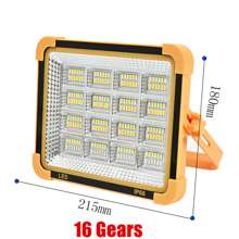 1pc Rechargeable Led Work Solar Light, Portable Ultra Bright Floodlight, Ip65 Waterproof Cordless Light, Floor Standing, For Power Outage Emergency Work Light/Outdoor Camping/Fishing(4/6/16Gears)