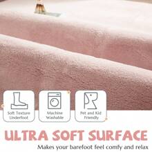 Solid Plush Area Rug Performance Shaggy Rug Washable Area Rug Indoor Entryway Doormat Soft Rug Modern Faux Wool Rug Cozy Non Slip Carpet For Living Room Kids Room Bedroom Nursery - Berwarna merah muda - View 3