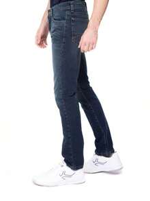 Jeans Pantalones de Mezclilla Deslavados Corte Regular Recto para Hombre - Azul - Ver 2