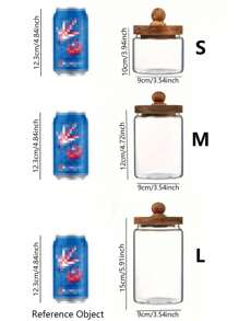 جرة تخزين خشبية زجاجية للمطبخ، جرار القهوة الزجاجية، علبة تخزين شفافة بغطاء خشبي جولة جرة طعام زجاجية لصندوق تخزين الطعام السكر الشاي البن البهارات جوز