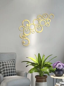 24 piezas/set Pegatinas de espejo de pared creativas con diseño geométrico, espejo acrílico autoadhesivo para decoración de habitación de niños, sala de estar, dormitorio, baño, entrada, regalos, cumpleaños, graduación, decoración del hogar - Multicolor - Ver 1