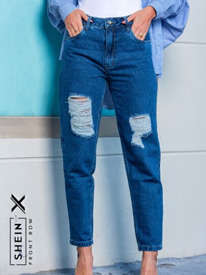 Lumini Jeans Calça Jeans Feminina Mom Destroyer 100% Algodão