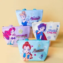 Miniso Bolsa de bento de la serie de poder de princesa de fantasía, bolsa de almuerzo portátil con estampado de dibujos animados lindos - Amarillo - Ver 7