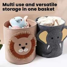 1pc Elephant & Lion Felt Storage Basket, Children Toy Organizer, Household Goods & Sundries Storage Bin, Laundry Hamper Love Valentine