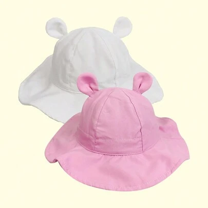Binomata Mũ tai bèo màu trơn cho bé gái sơ sinh và trẻ nhỏ, 0-6 tuổi, chống nắng, có thể điều chỉnh, chống thấm nước, vành rộng, thích hợp đi biển.