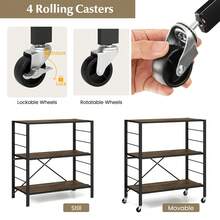 3-Tier Foldable Shelving Unit With Detachable Wheels And Adjustable Shelves-Black - Black - View 8