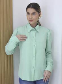 camisa listras - Verde Menta - Visão 1
