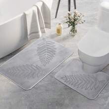 1 cái/2 cái Thảm trải sàn nhà tắm chống trượt hình lá sáng tạo bằng mút hoạt tính có độ đàn hồi cao, thấm hút tốt, trang trí phòng tắm, thảm trải sàn, thảm trải sàn, thảm trải sàn ngoài trời, thảm chùi chân, mùa hè - Màu Xám nhạt - Xem 3