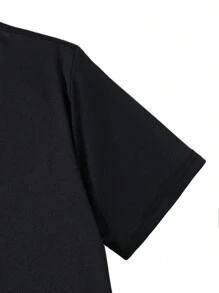Tween Boy Mùa hè Cổ tròn Tay ngắn Thời trang Đơn giản Vui nhộn Slogan In Tee - màu đen - Xem 5