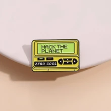 1入組合金鉆石駭客電影經典Zero Cool徽章，Hack The Planet胸針，Zero Cool遊戲主機胸針，創意徽章珠寶配件金屬帽T恤禮物情侶 - 彩色 - 查看 1