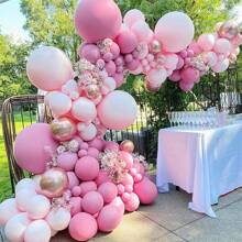 116pcs Pink Balloon Flower Garland Arch Kit, 113pcs Hot Pink/Light Pink Latex Balloons In 18/12/10/5 Inches Suitable For Wedding, Bridal Shower, Birthday, Princess Themed Party, Christmas