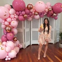 116pcs Pink Balloon Flower Garland Arch Kit, 113pcs Hot Pink/Light Pink Latex Balloons In 18/12/10/5 Inches Suitable For Wedding, Bridal Shower, Birthday, Princess Themed Party, Christmas