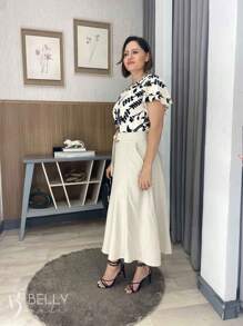 Saia Godê Atemporal Com Cinto Faixa Fixo e Bolso Faca Funcional