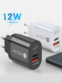 Bộ đổi nguồn USB C, Khối sạc nhanh 20W 2 cổng PD&QC 3.0 Type C, Tương thích với Iphone 15 14 13 12 11 Pro Max/XS/XR/X, SE, Tương thích với Ipad, 8 7 Plus, Tương thích với Samsung Galaxy S21 S20 S10 Plus, Dành cho Pixel 7 6 5 và các thiết bị Android khác, Tương thích với Bộ sạc điện thoại di động Apple IPhone 12 Mini PD Đầu sạc, Đầu sạc nhanh PD20W của Mỹ và Châu Âu - màu đen - Xem 1