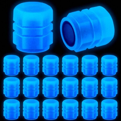 20 قطعة من أغطية صمام الإطارات المضيئة الزرقاء للسيارات والدراجات النارية والدراجات مصغرة، ملحقات بها أغطية صمام مضيئة لصمامات الإطارات ومحاور السيارات والدراجات النارية والدراجات لتحسين المظهر الجمالي
