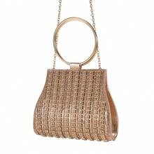 Túi xách mini thanh lịch sang trọng dây xích tròn, ví cầm tay cho váy dạ hội, đám cưới, tiệc tùng - Hoa hồng vàng - Xem 4
