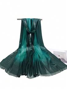 1pc Elegant Gradient Color Silver Thread Hand-Painted High-End Evening Party Dress Shawl With Tassel, Suitable For Evening Gown And Formal Attire Matching - Multicolor - View 9