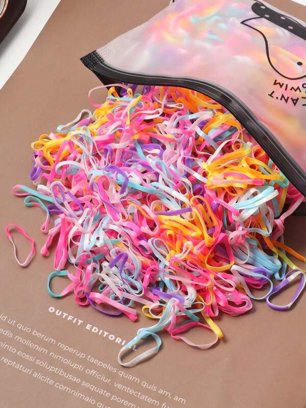 500pcs/Pack Women's High Elasticity Black Disposable Rubber Bands Hair Ties Ponytail Holders Hair Elastics Hair Rubber Bands Scrunchies Hair Rope Elastic Hair Tie, Hair Bobbles ,Gym Sport Outfit