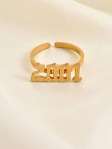 1 Pc Fashion Style Women Stainless Steel Year Of Birth Open Ring Suitable For Parties And Gifts - Yellow Gold - View 5