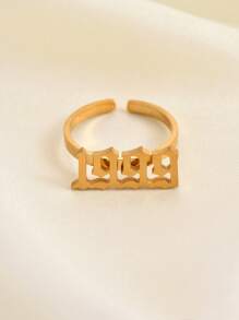 1 Pc Fashion Style Women Stainless Steel Year Of Birth Open Ring Suitable For Parties And Gifts - Yellow Gold - View 7