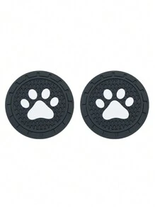 2入組卡通貓爪紋汽車杯架插入式杯墊，圓形矽膠防滑墊，防熱垫，適用於飲料或咖啡 - 黑色 - 查看 6