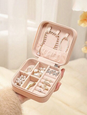 Portable Mini Leather Jewelry Storage Box, Travel Jewelry Organizer For Earrings, Necklaces, Rings Back To School
