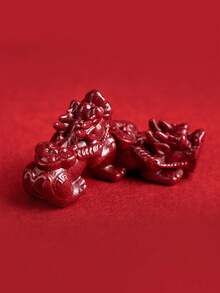 1pc Cinnabar Tiger Eye Stone Beads Fengshui Pixiu Bracelet Men Women Fashion DIY Elastic Bracelet Jewelry - Red - View 8