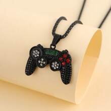 1pc Fashionable Stainless Steel Pendant Necklace With Gemstone Inlaid Game Controller Shape Pendant, A Must-Have Item For Gamers, Suitable For Both Men And Women; A Great Choice Of Gift For Friends On Special Occasions Such As Valentine's Day, Birthdays, Or Roommates Gifts.,Mom,Mother,Mother's Day,Gift