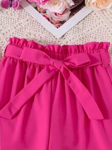 Ensemble de 2 pièces pour filles préadolescentes : T-shirt à manches courtes imprimé motif floral et shorts de sport
