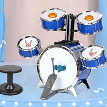 Juguete de tambor de percusión para niños con soporte de piso y cinco tambores - multicolor - Ver 5