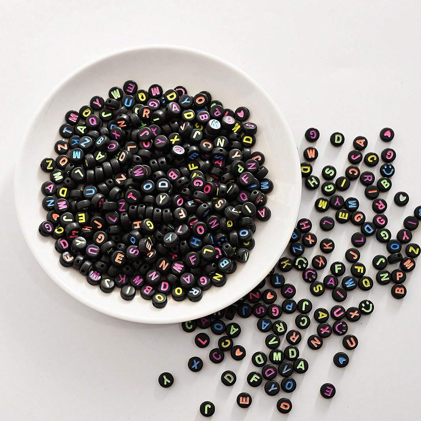 Alfabeto In Oro Rosa ABC Perline Lettere Plastica Acrilica Piatta Rotonda Nome Perline Parole Iniziali Braccialetto Dell'amicizia Pony Perline Assortiti A-Z Bulk - Italia - Foto 3