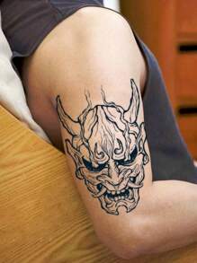 1 Nhãn dán hình xăm tạm thời bằng nhựa PVC chống thấm nước và chống ma sát, mô phỏng hình học Sừng quỷ đen, kéo dài 7-14 ngày, thích hợp để sử dụng hàng ngày trên tay và chân cho cả nam và nữ. - Xám - Xem 2