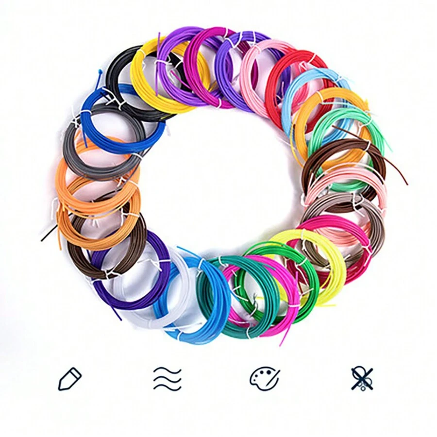 Recambios de filamento de pluma 3D, color al azar, 20 colores de filamento PLA para pluma 3D, 196,85 pies por cada color, filamento para impresión en 3D - 20 colores - Ver 1