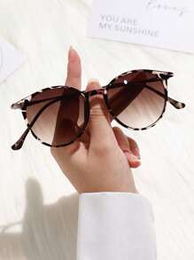 1 件女士圆框时尚波西米亚风时尚眼镜，适合户外日常生活海滩街拍服装配饰女士海滩配饰眼镜墨镜基础款秋冬女士服装商务休闲礼品豹纹适合夏季海滩度假、户外、旅行 - 彩色 - 查看 2