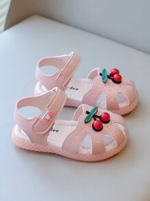Sandales de princesse à semelle souple pour bébé fille, avec design de cerises d'été, nouvelle arrivée 2024