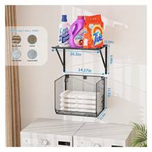 2 Pack Laundry Room Shelves Organization And Storage,Wall Mounted Clothes Drying Rack With Wire Mesh Basket Over Washer And Dryer,Large Capacity Floating Wall Shelf For Bathroom,Kitchen,Storeroom