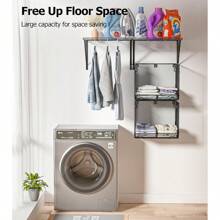 2 Pack Laundry Room Shelves Organization And Storage,Wall Mounted Clothes Drying Rack With Wire Mesh Basket Over Washer And Dryer,Large Capacity Floating Wall Shelf For Bathroom,Kitchen,Storeroom