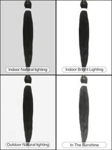 26英寸拉伸編結頭髮，編織合成纖維漸層夜巴黎質地，自然易扭捻編織鉤針頭髮熱水定型頭髮延長 - 黑色 - 查看 5